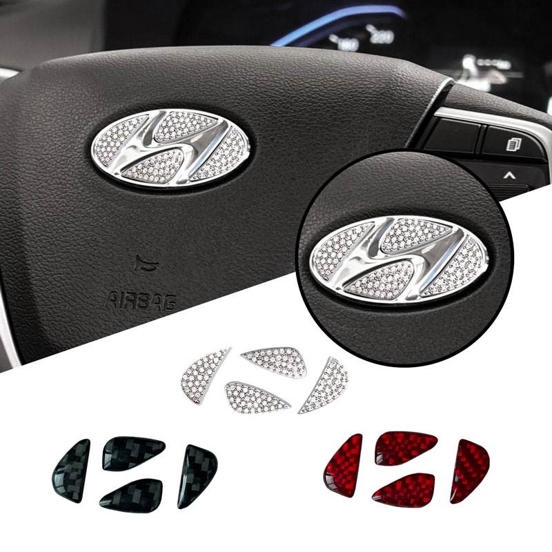 Car interior Car Steering Wheel Logo Crystals Diamond/ Carbon Fiber ...