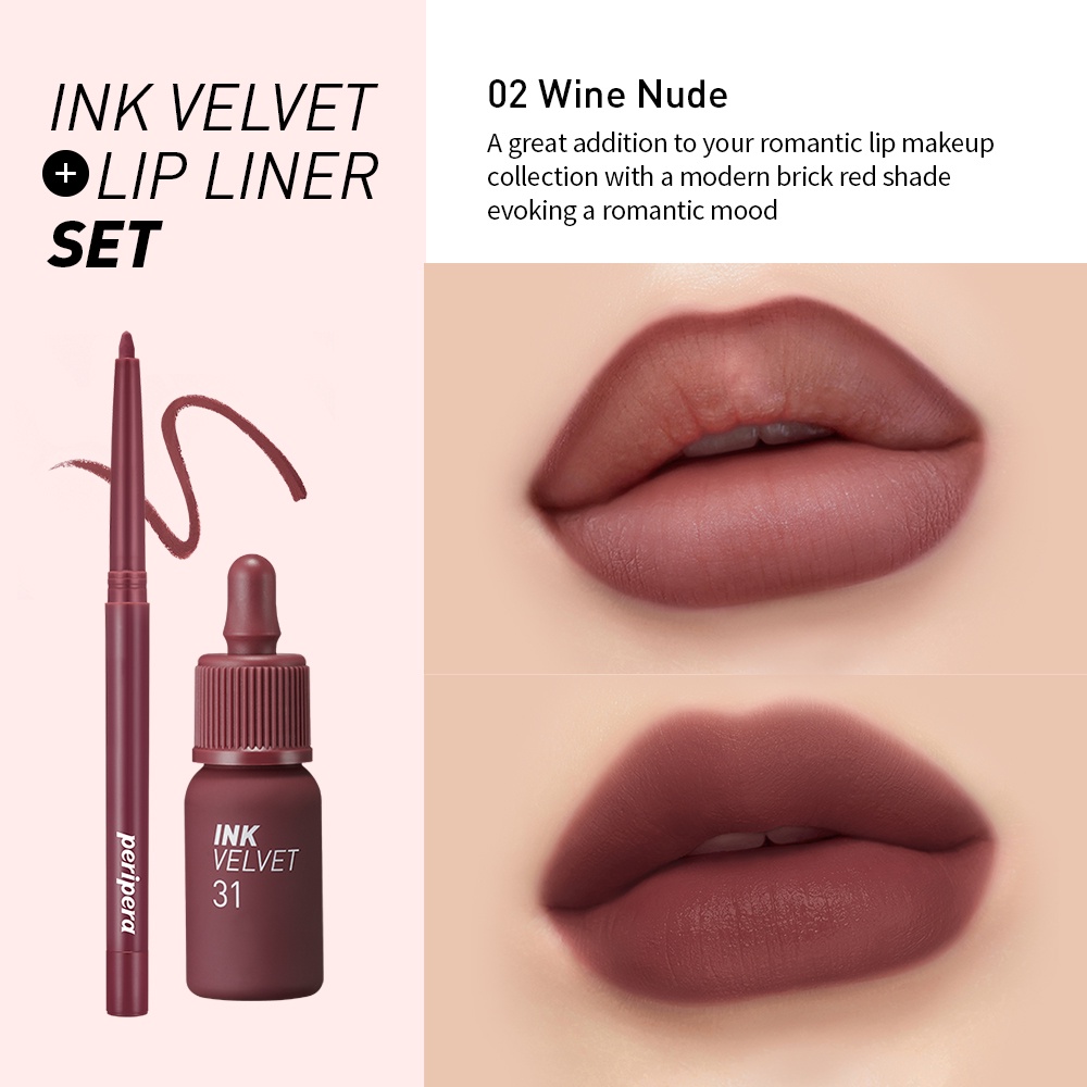 Peripera Ink Velvet 4g + Lip Liner Set 0.3g (Lip Tint/Liner Set