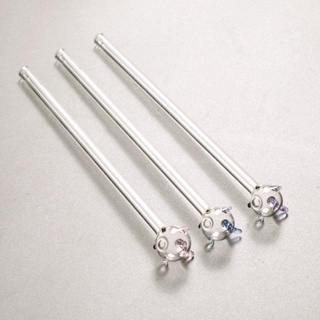 4pcs White Glass Reusable Straws With Curved Shape And Heat Resistant Glass  Stirring Straws