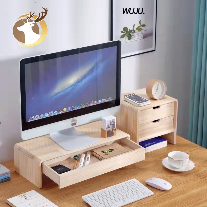 [Simple Wood Color]Monitor Elevated Rack Neck Protector/Protect ...