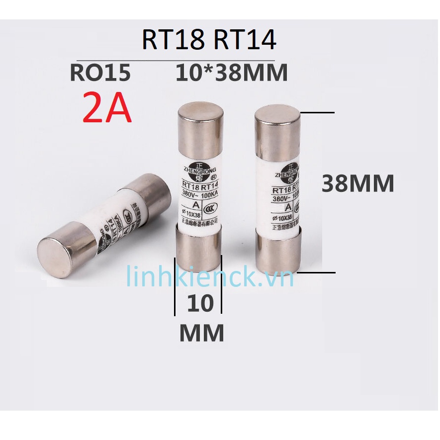 ZHEN RONG RO15 FUSE - 2A - 380V - 10*38MM Protects electrical cabinets ...