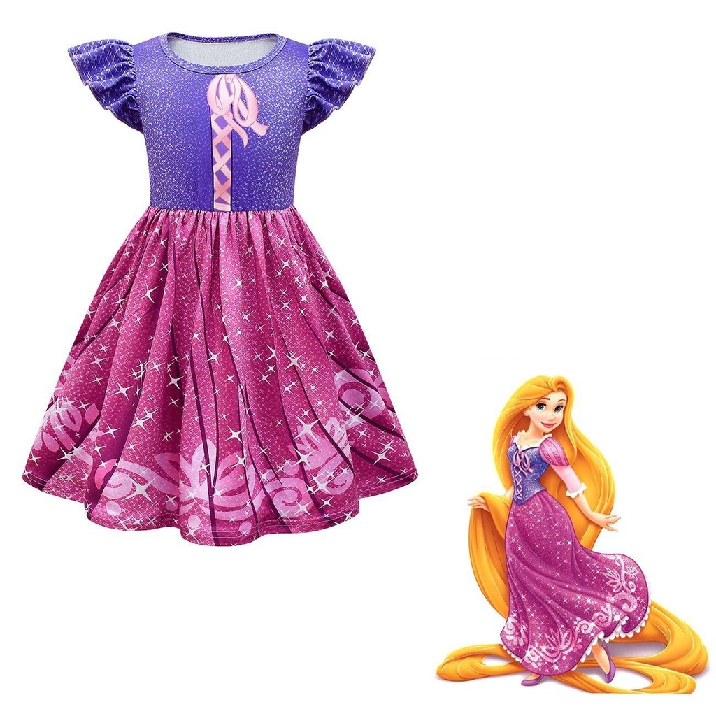 Girls sleeping beauty Cinderella long hair princess dress birthday elsa