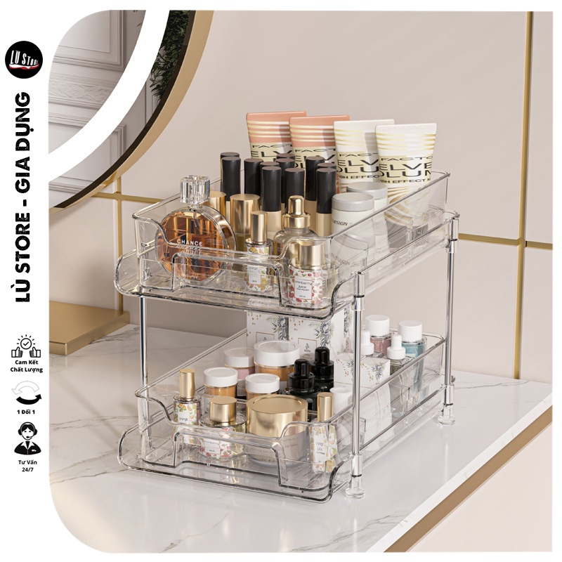 2-tier desktop cosmetic shelf, cosmetic sorting shelf, transparent ...