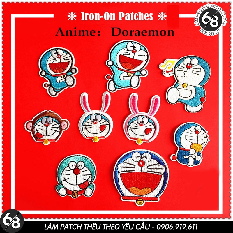 Thermal Iron Sticker Embroidered With Unique Cute Doraemon logo Ironing Patch For Backpack