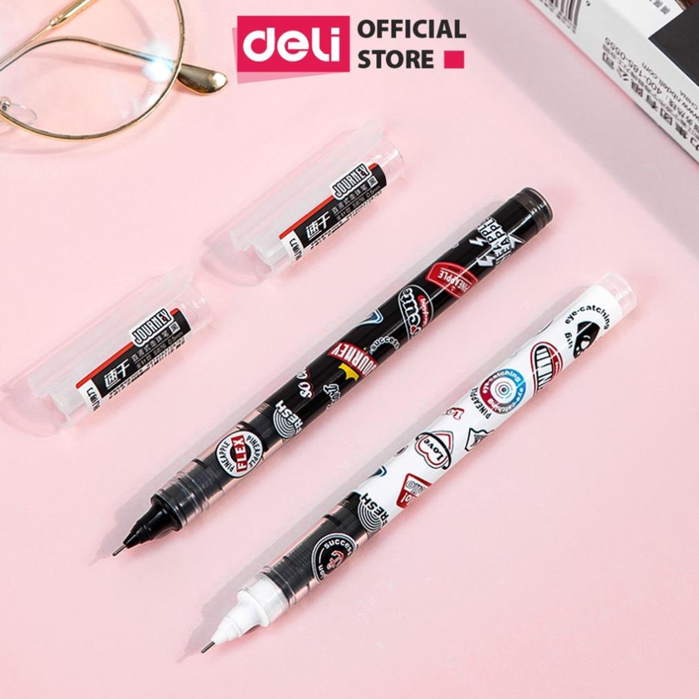 Office Water Ballpoint Pen Black gel Ink 0.5mm Deli Quickly Dry