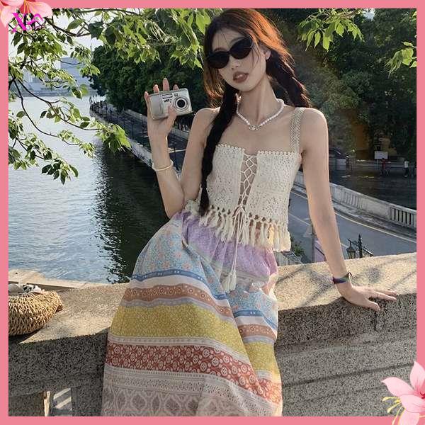 Bohemian Ethnic Style Big Swing Embroidery Dress Women'S Long Dress