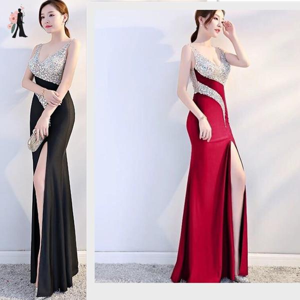 JS prom Party dress Evening Dinner Gown elegant Slim V-Neck Sexy ...
