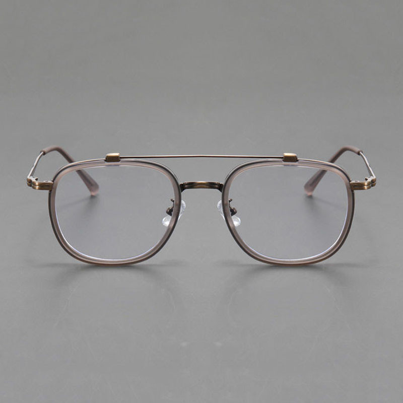 New Fashion Metal Double Beam Pilot Eyeglasses Frame Men Women Vintage ...