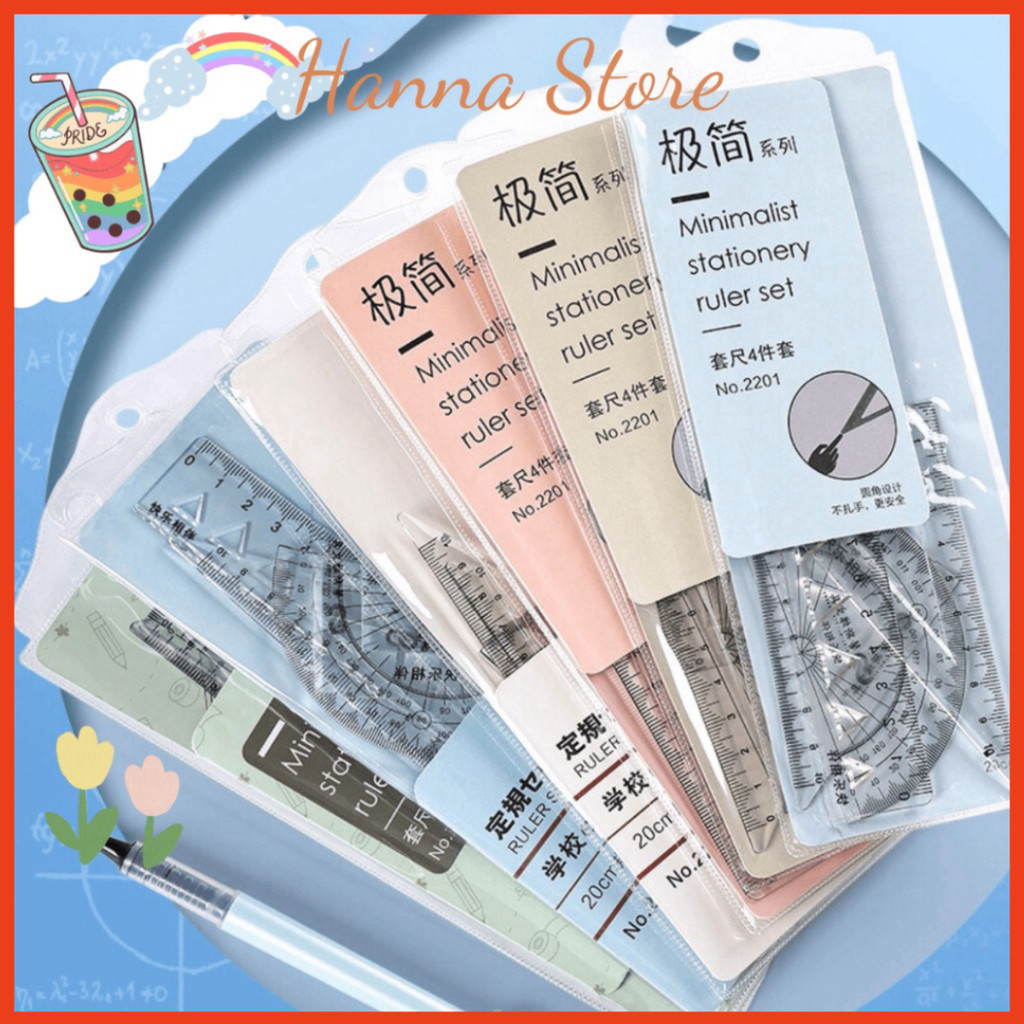 SPECIALIZED set of rulers, protractors, ekes for students - 4-piece ...