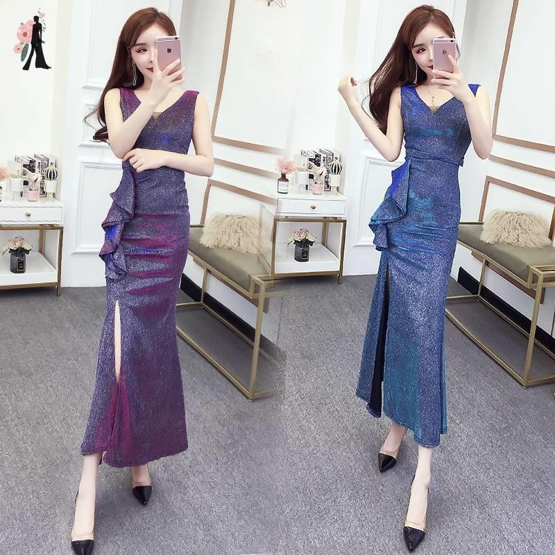 JS prom Evening Dinner Gown Party banquet evening dress Sleeveless ...