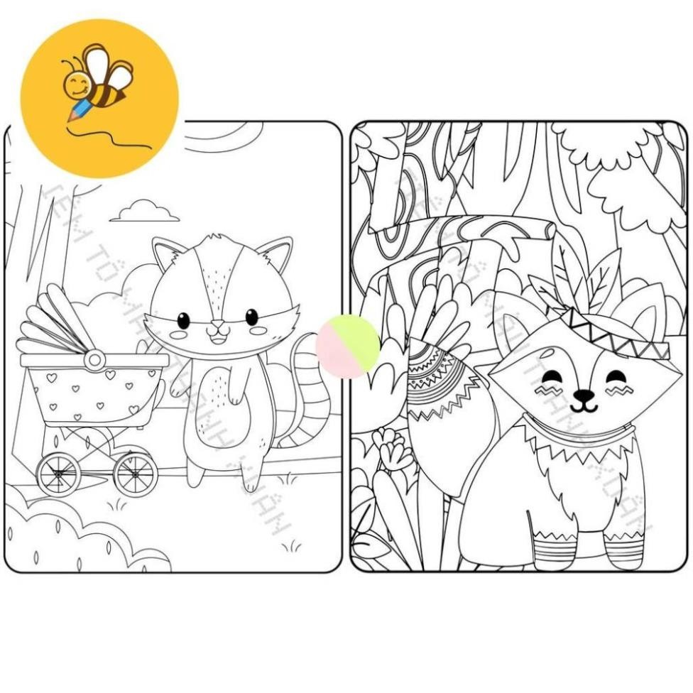 Set Of 50 Sheets Of Cute Cat Bear Coloring Pictures For Baby Wax ...
