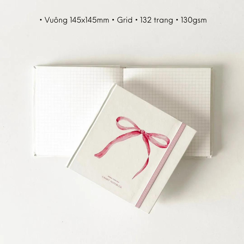 Crabit Ribbon Pink Bow Square grid Notebook 130gsm with square filling ...