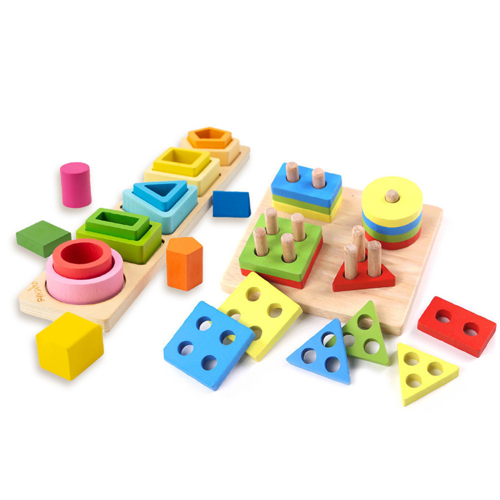 Early educational toys - Stackable wooden play toys, drop shapes ...