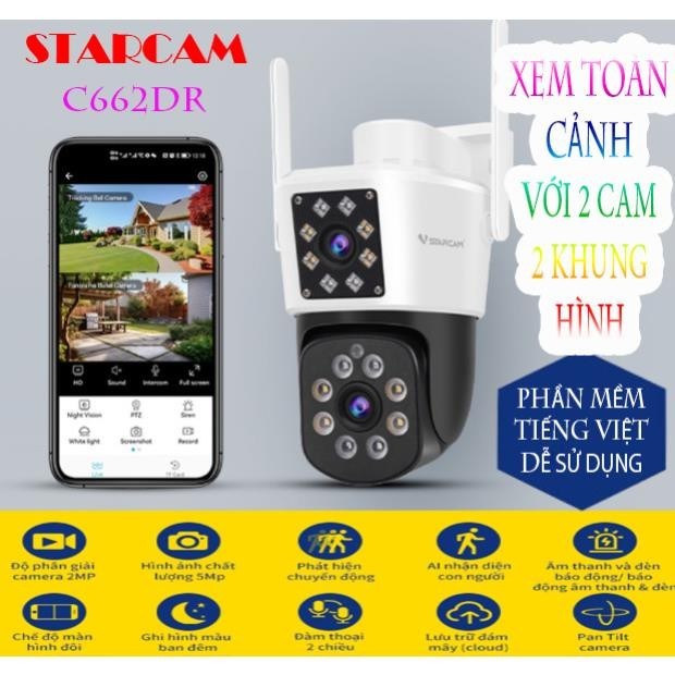 Outdoor Wifi IP Camera Rotate 360 Degrees VSTARCAM C662DR - 1 Cam 2 ...