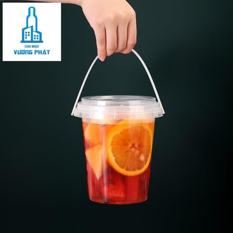 Hcm 10 Buckets Handles with lids for milk tea, cups with handles