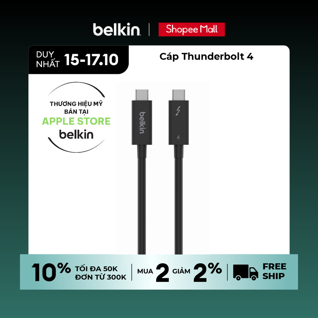 Belkin Thunderbolt 4 cable 1 meter long 30Hz, 40Gbps, 100W Power