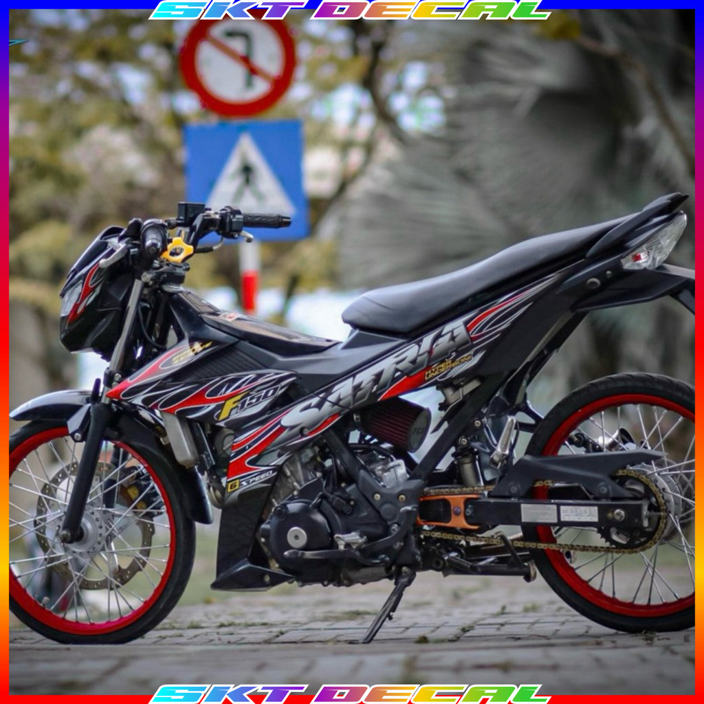 Satria Red and Black Removable Sticker Fire Pattern High Quality ...