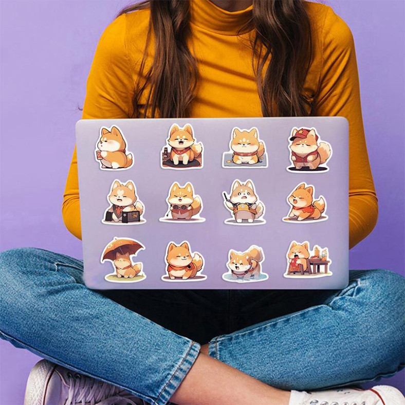 52 Pcs Funny Shiba Inu Akita Dog Stickers Decals Cute Vinyl Waterproof ...