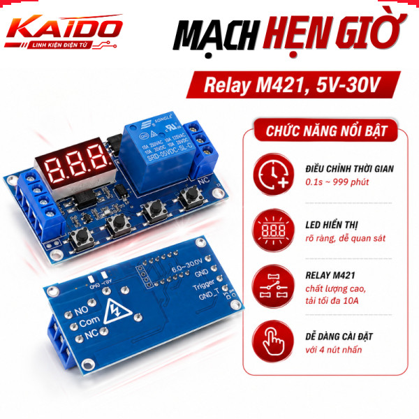 Timer circuit 0 - 999 minutes using Relay M421, 5V - 30V to turn on and ...