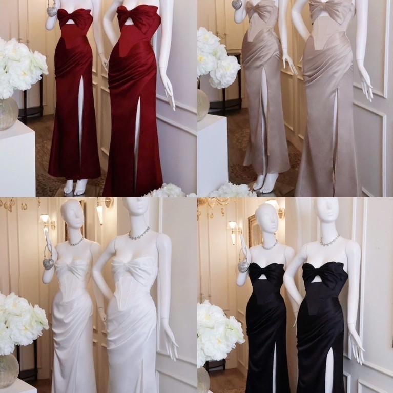 [MMUSE STORE] - [SML] Elegant and seductive long slit silk party dress ...