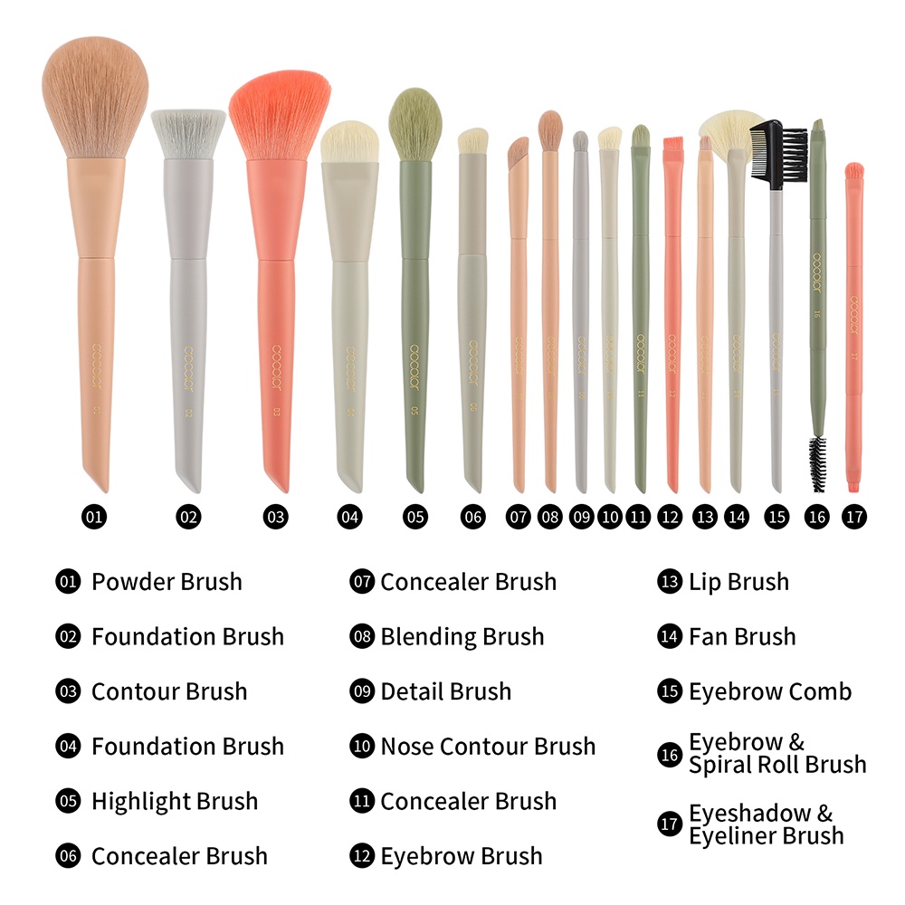 Docolor 17Pcs Makeup Brushes Set Eye Shadow Blush Powder Blending ...
