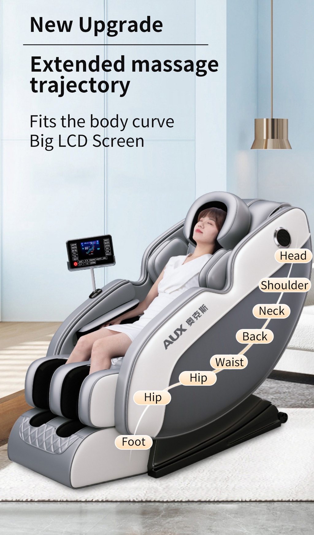Aux Massage Chair Zero Gravity Jade Massage Head Fullbody Massager