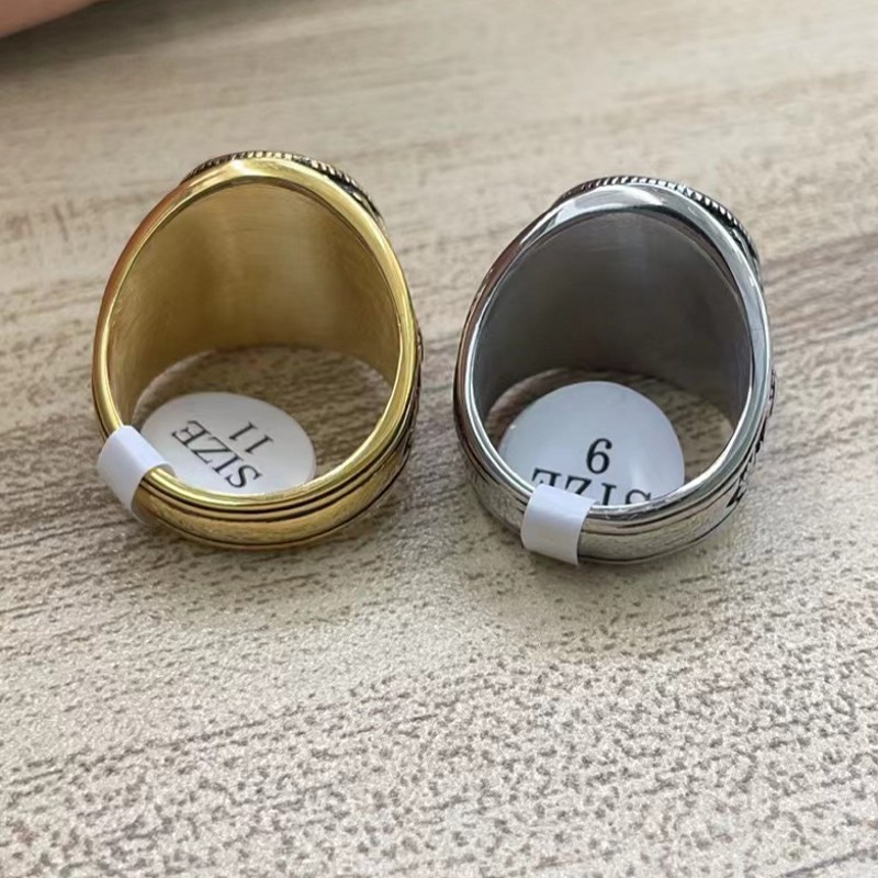 Stainless Steel AKP AKRHO Ring for Men with Emerald Green Stone Size 7 ...
