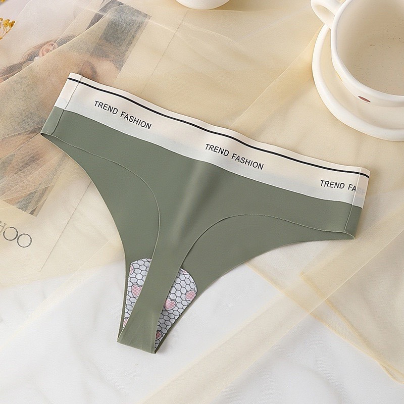 Yuki STORE 3536 molded rubber thong underwear with letter waistband and