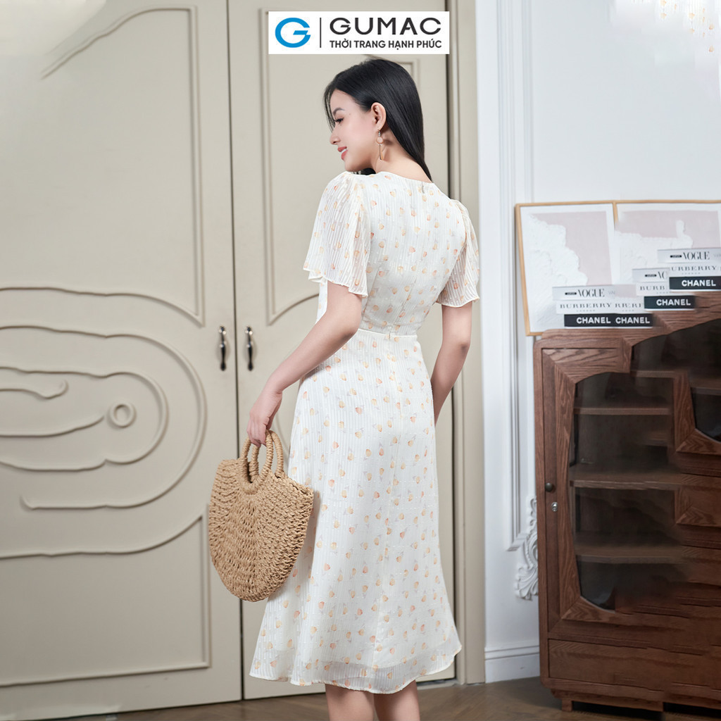 GUMAC fashion twisted collar floral dress DE04066 | Shopee Philippines