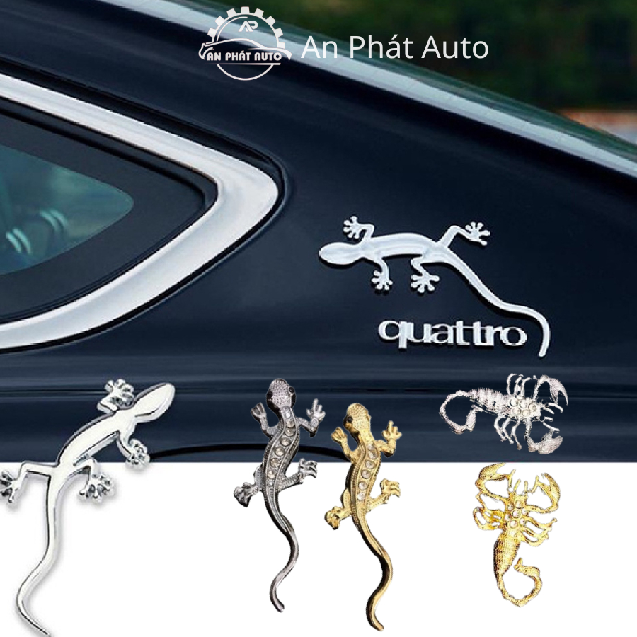 Gecko Car Sticker with Glowing Stone - Car Decoration Metal Decal ...