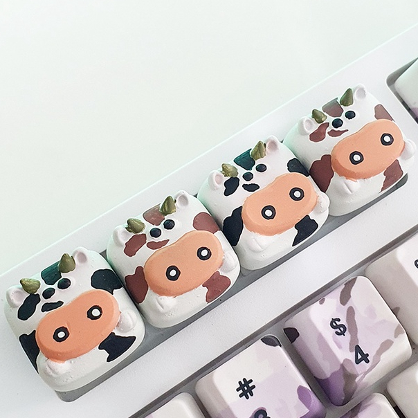 Super cute Dairy Cows odd Keycap Artisan Keycap Mechanical Keyboard ...