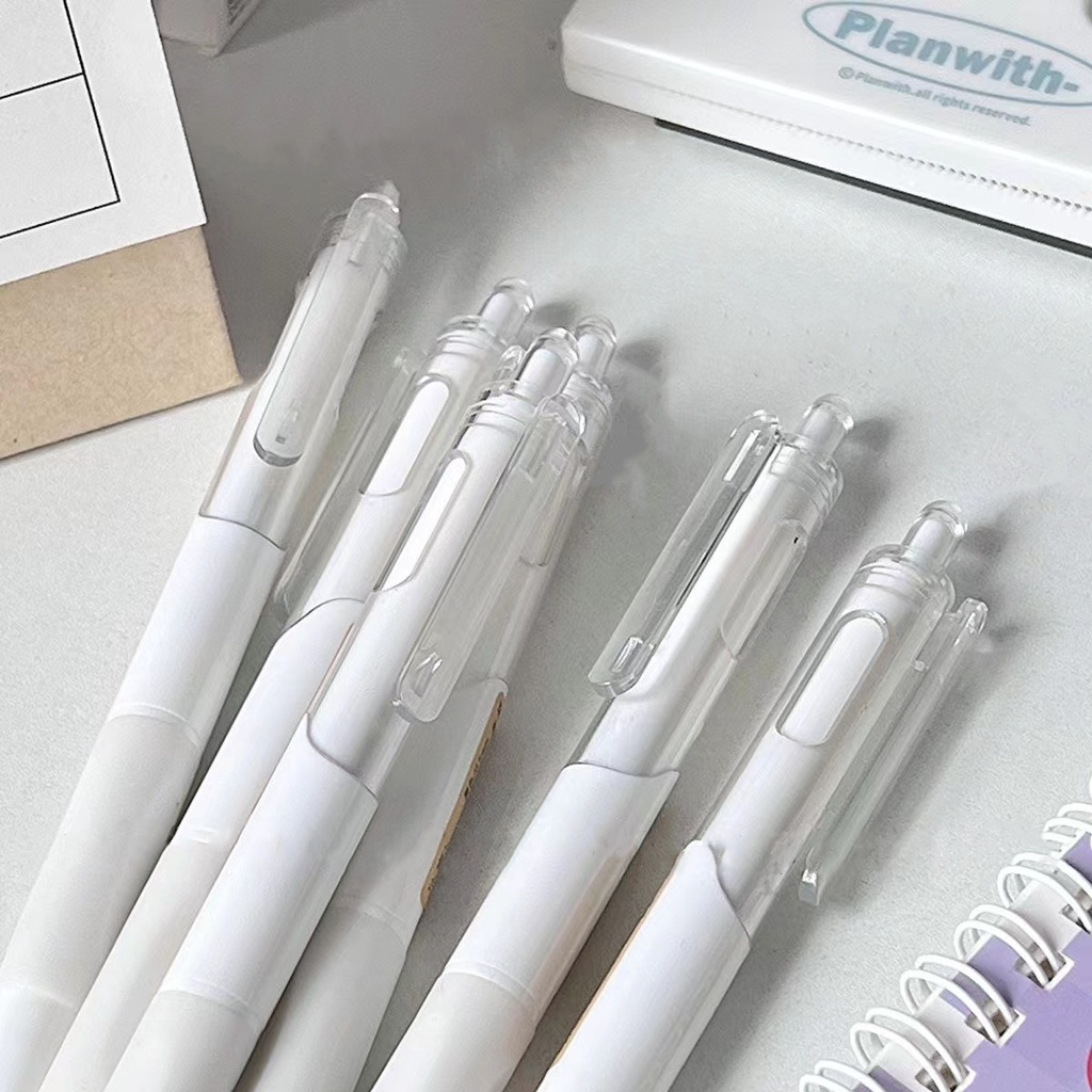 Gel Ink Pen 0.5mm Nib Clear Black Button Cap With Replacement Nib For ...