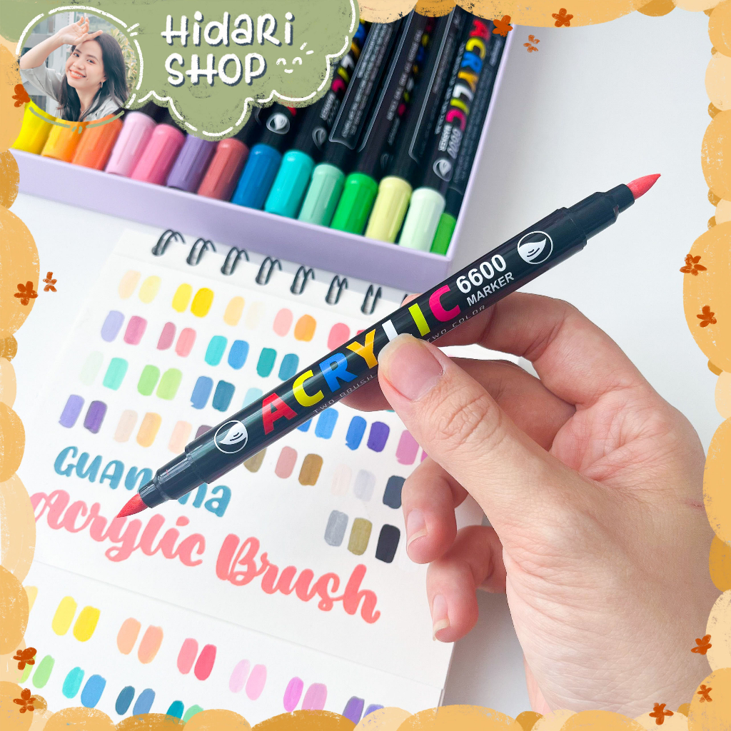 Guangna 6600 Double Headed Acrylic Marker Brush Pen Can Draw On Many