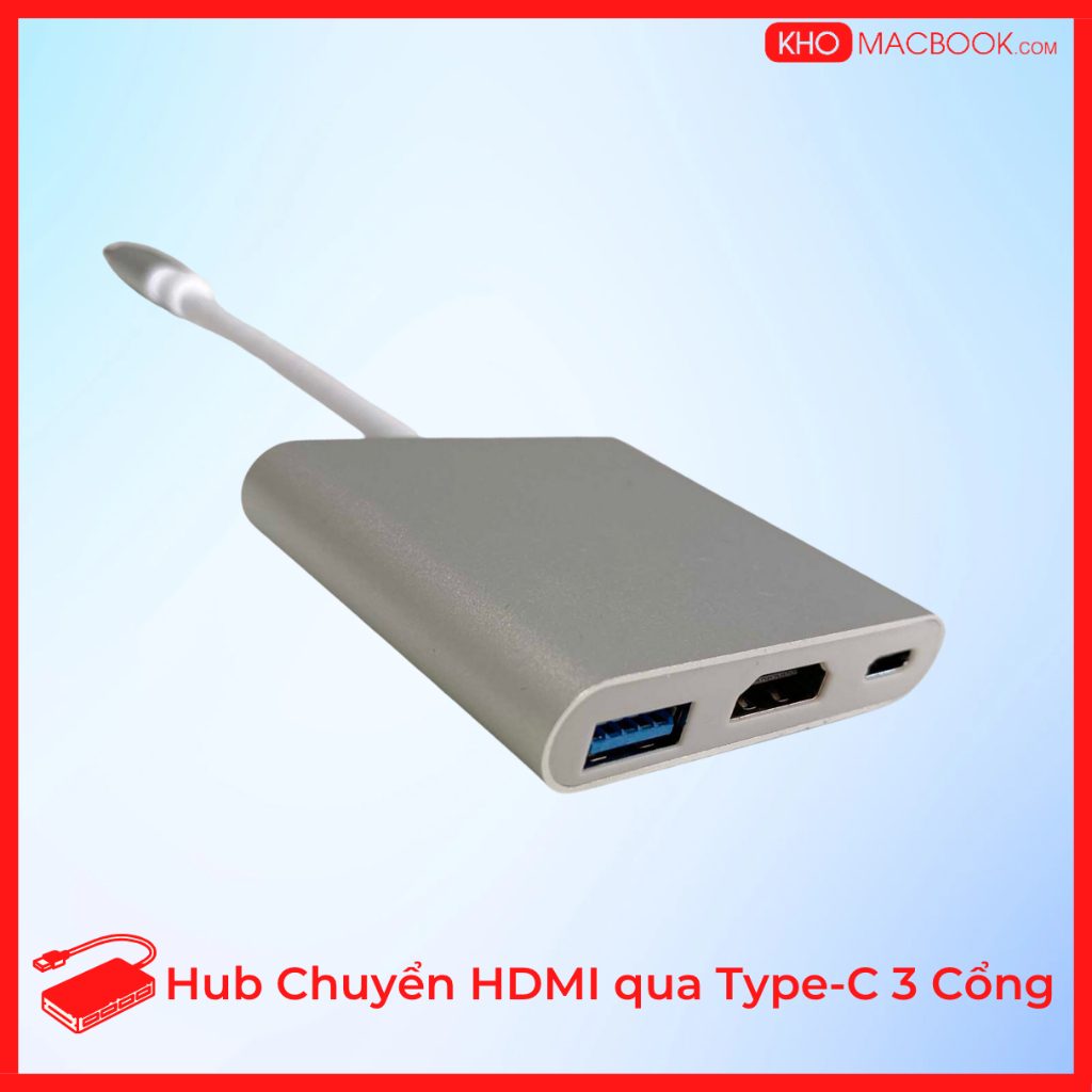 3-port HDMI to Type-C Splitter (HDMI, Thunderbolt, USB 3.0) for Laptop ...