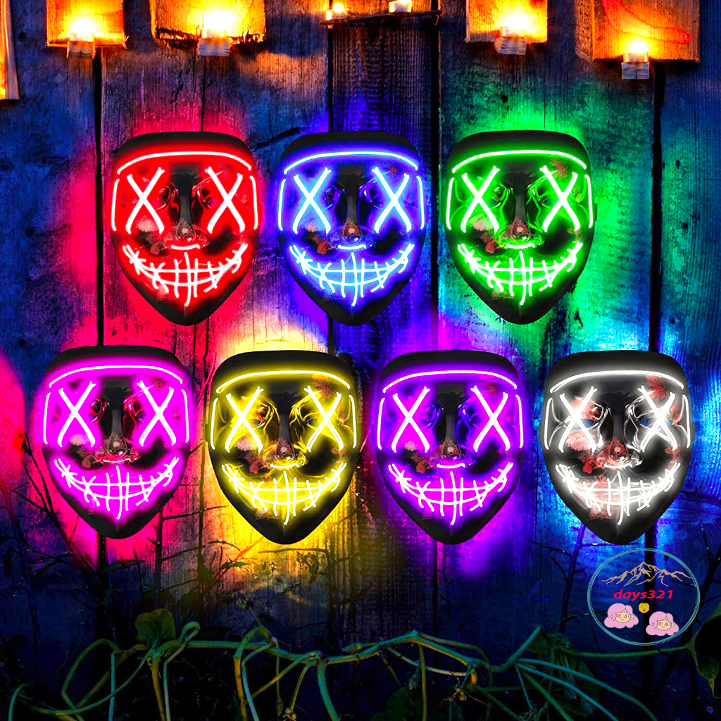 Glowing hacker mask 7-color glowing anonymous led purge mask for ...