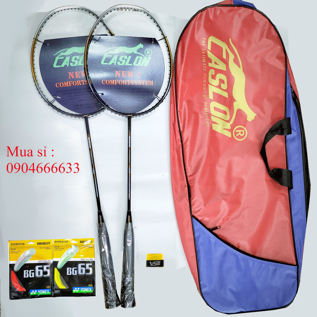Malaysian Standard CASLON Badminton Racket Longbody 1000 (1 Racket + 1 Handle + 1 BG65 Charge