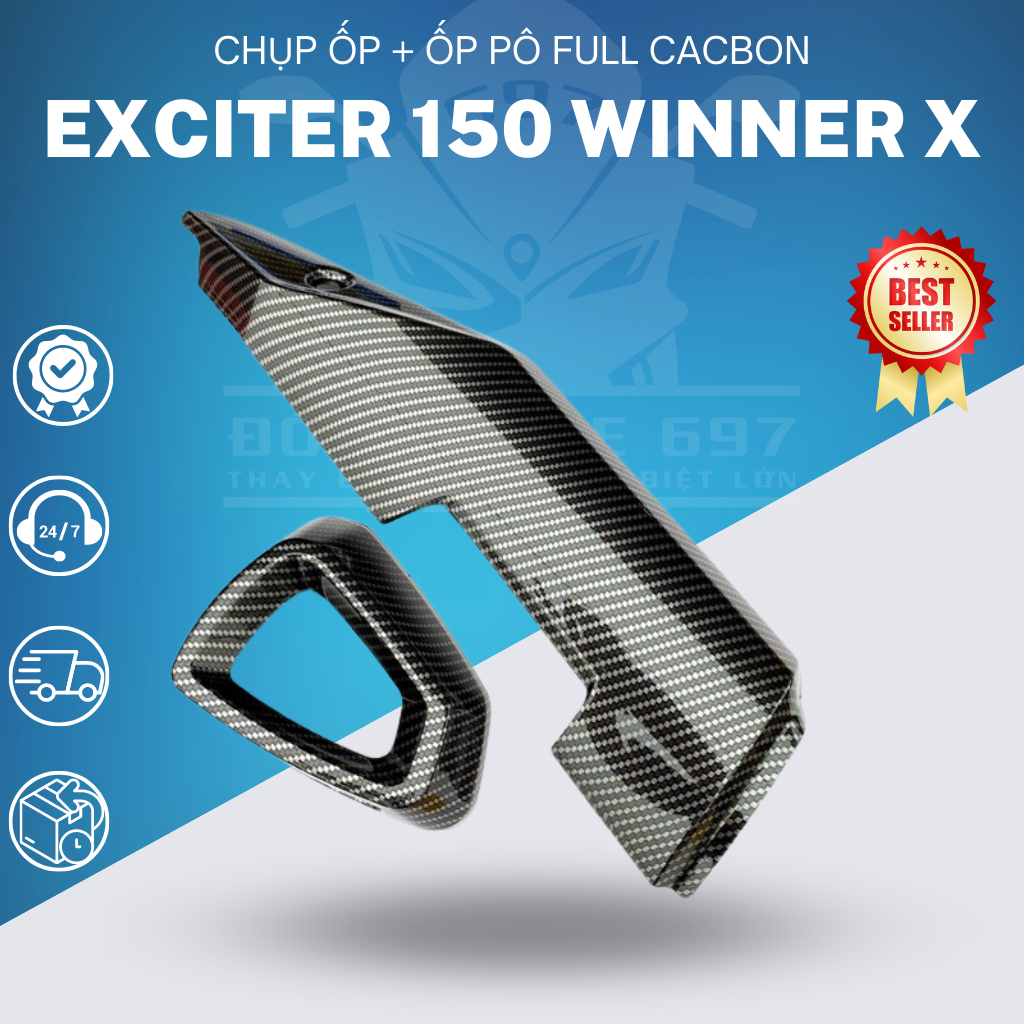 Muffler + full carbon muffler mounted on Exciter150 vs Winner X