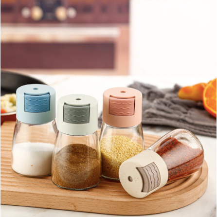 Smart spice jar, smart glass spice jar, with button to adjust the ...