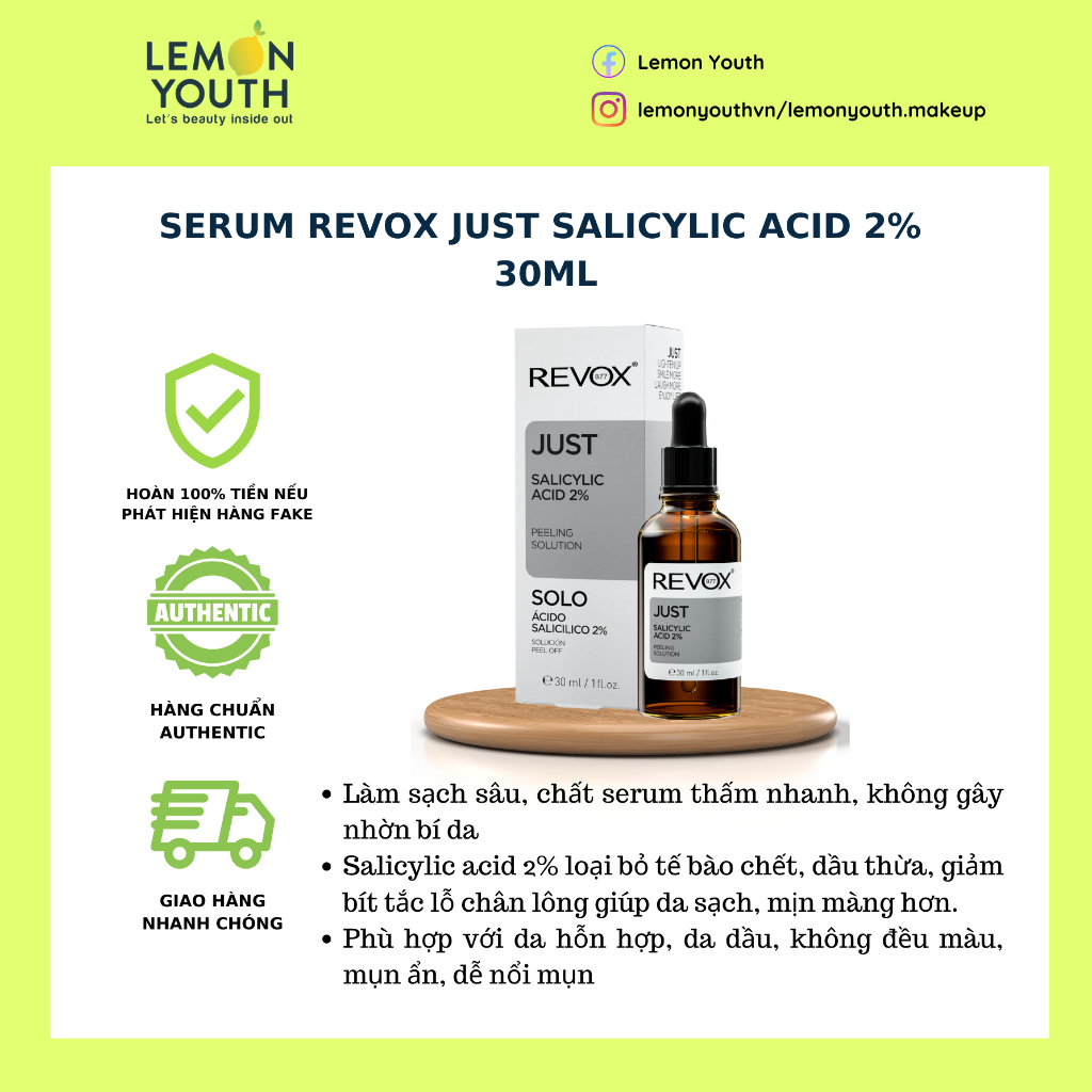 Revox Just Salicylic acid 2 Deep Cleansing Exfoliating Serum, Reducing