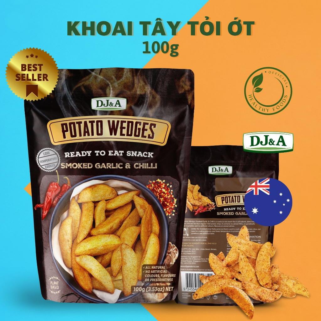 Crispy Potatoes Low Fat Garlic & Chilli Potato Wedges 100g DJ&A