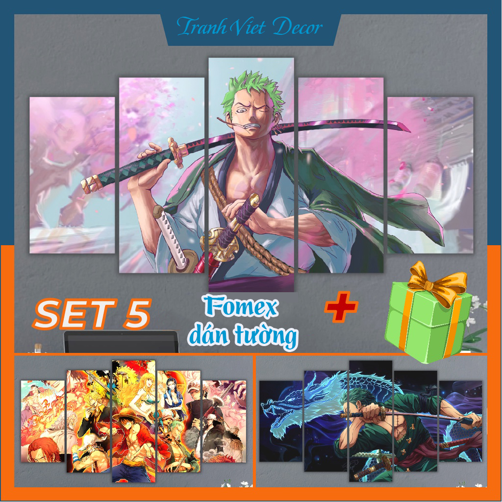 Fomex One Piece Wall Stickers, Set of 5 Wall Puzzles, Luffy, Zoro ...