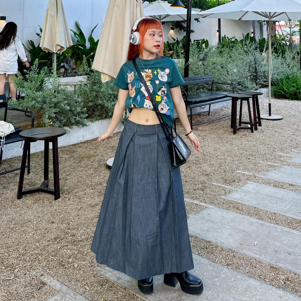 Denim Pleated Skirt - Remmus Skirt made of Pleated denim | Shopee ...