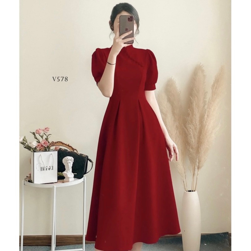 Red dress shopee sales