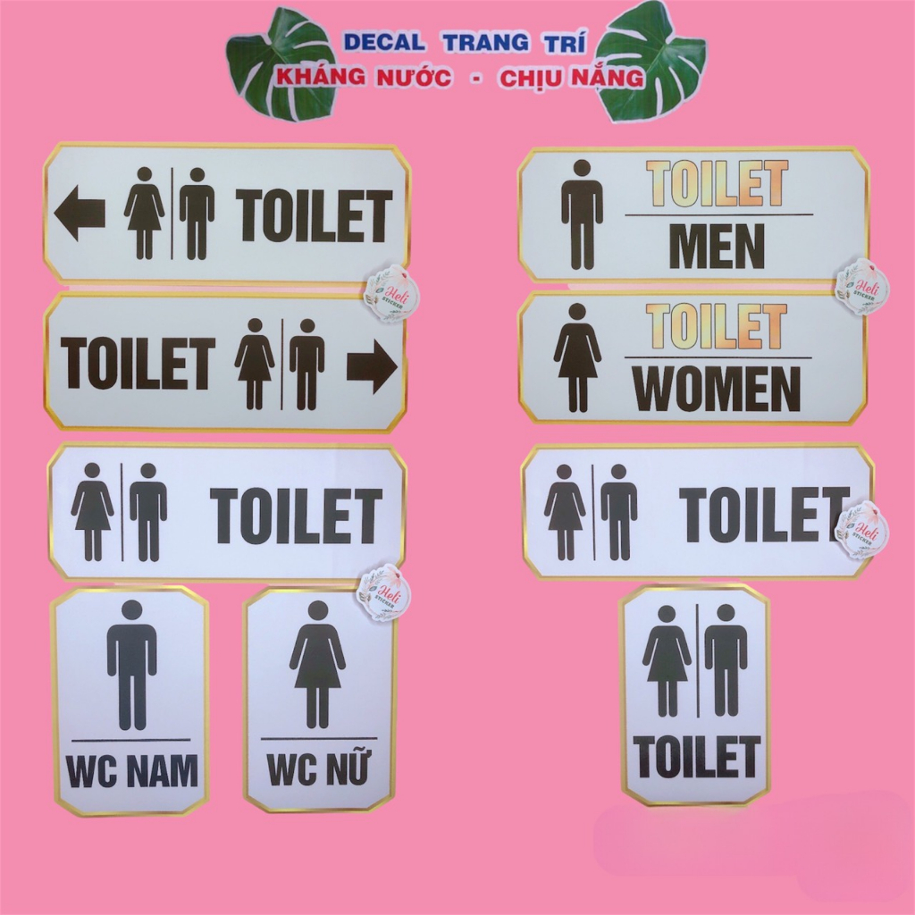 Toilet Decal TOILET, WC Types Vertical & Horizontal Size Sticker For