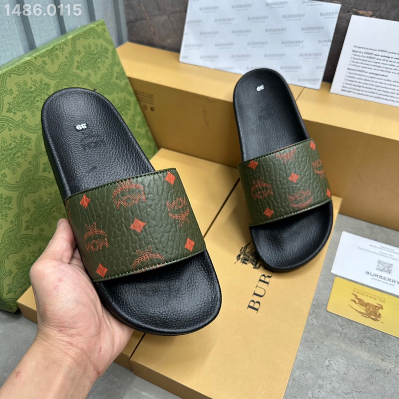 Mcm 6 men's flip-flops in the newest color version 2023, leather strap ...