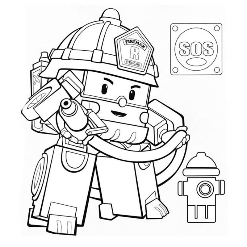 Poli Robocar and friends - Set of 15 A4 A5 Coloring Pages for Wax and ...