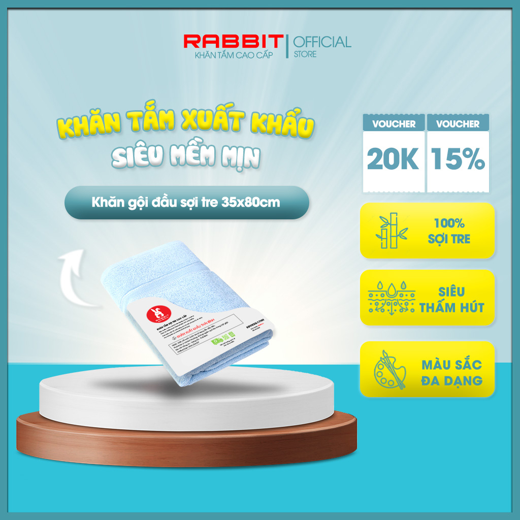 Rabbit Super Water Absorbent Bamboo Fiber Shampoo 35x80cm, Natural