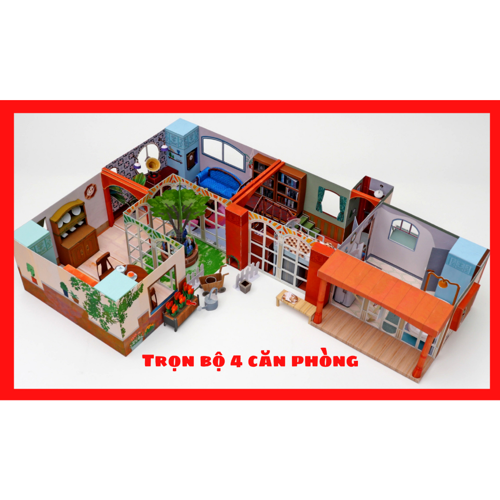 Handmade paper model - Tiny villa (Furniture in house - Papercraft ...