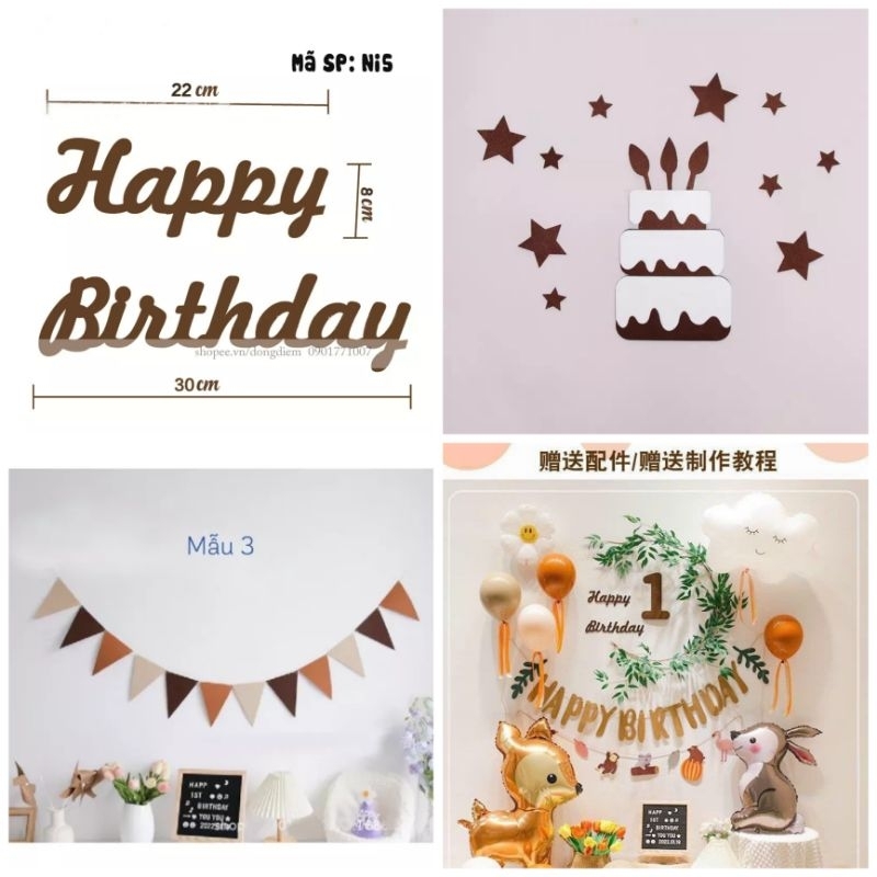 Happy birthday lettering set, stars, felt birthday cakes, numbers ...