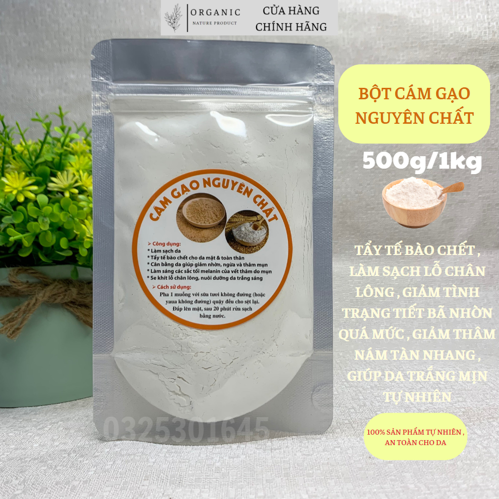 Pure rice bran powder 500g/1kg - Whitens skin, moisturizes, fades dark ...